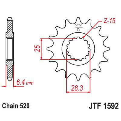 JT Sprockets Front OEM Type Rubber Cushioned Sprocket 14 Tooth 14T 520 Chain
