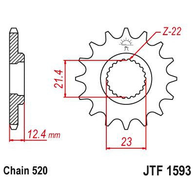 JT Sprockets Front Steel Countershaft Sprocket 14 Tooth 14T 520 Chain