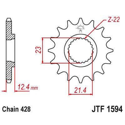 JT Sprockets Front Steel Countershaft Sprocket 15 Tooth 15T 428 Chain