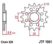 JT Sprockets Front Steel Sprocket 14 Tooth 14T 520 Chain JTF1901.14