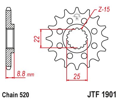 JT Sprockets Front Steel Sprocket 14 Tooth 14T 520 Chain JTF1901.14