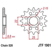 JT Sprockets Front OEM Type Rubber Cushioned Sprocket 14 Tooth 14T 520 Chain