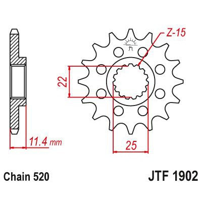 JT Sprockets Front OEM Type Rubber Cushioned Sprocket 15 Tooth 15T 520 Chain