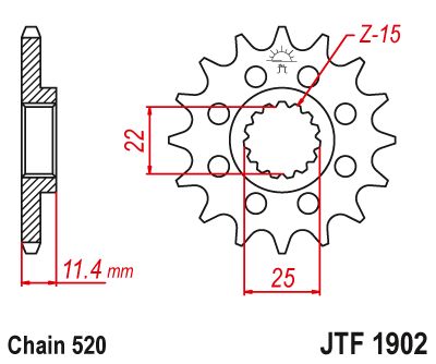 JT Sprockets Front Steel Countershaft Sprocket 16 Tooth 16T 520 Chain For CF-Moto 800MT Touring 2022-23 JTF1902.16