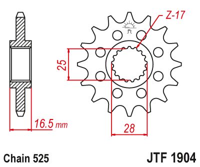 JT Sprockets Front Steel Countershaft Sprocket 17 Tooth 17T 525 Chain For KTM 1290 Super Adventure T 2017-18 JTF1904.17
