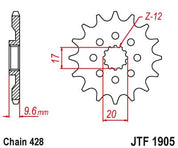 JT Sprockets Front Steel Countershaft Sprocket 13 Tooth 13T 428 Chain