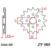 JT Sprockets Front Steel Countershaft Sprocket 13 Tooth 13T 428 Chain