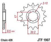 JT Sprockets Front Steel Countershaft Sprocket 14 Tooth 14T 428 Chain