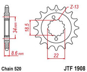 JT Sprockets Front OEM Type Rubber Cushioned Sprocket 15 Tooth 15T 520 Chain