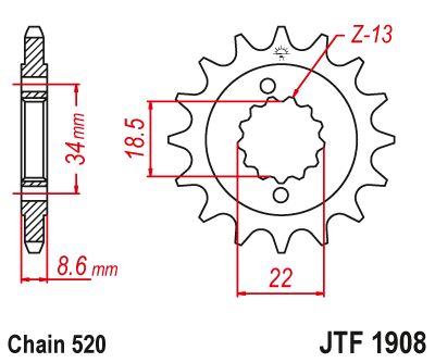 JT Sprockets Front OEM Type Rubber Cushioned Sprocket 15 Tooth 15T 520 Chain