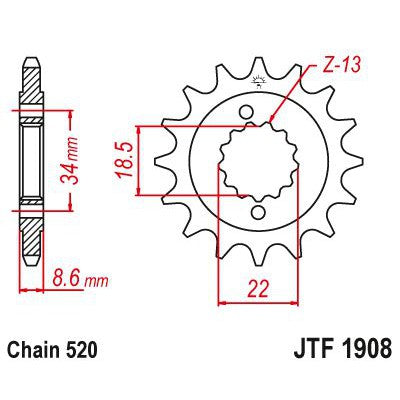 JT Sprockets Front OEM Type Rubber Cushioned Sprocket 15 Tooth 15T 520 Chain