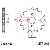 JT Sprockets Front Steel Countershaft Sprocket 14 Tooth 14T 420 Chain For Kawasaki KLX110 2003-2009 JTF249.14