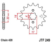JT Sprockets Front Steel Countershaft Sprocket 14 Tooth 14T 420 Chain For Kawasaki AR80 80 C1-C5 1982-1987 JTF249.14