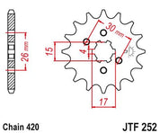 JT Sprockets Front Steel Countershaft Sprocket 15 Tooth 15T 420 Chain JTF252.15