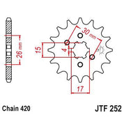 JT Sprockets Front Steel Countershaft Sprocket 15 Tooth 15T 420 Chain JTF252.15
