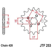 JT Sprockets Front Steel Countershaft Sprocket 13 Tooth 13T 420 Chain JTF253.13