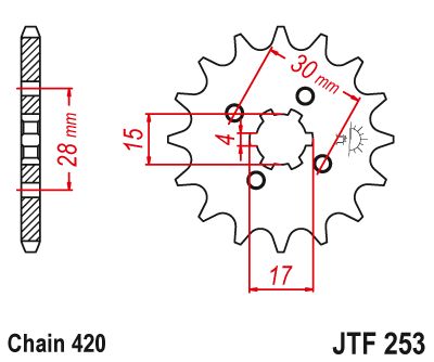 JT Sprockets Front Steel Countershaft Sprocket 13 Tooth 13T 420 Chain JTF253.13