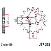 JT Sprockets Front Steel Countershaft Sprocket 14 Tooth 14T 420 Chain For Honda CR60R 1983-1984 JTF253.14