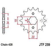 JT Sprockets Front Steel Countershaft Sprocket 12 Tooth 12T 428 Chain JTF259.12