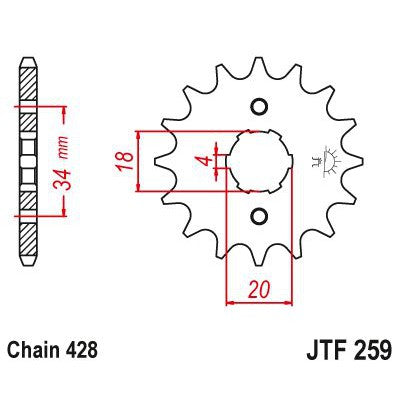 JT Sprockets Front Steel Countershaft Sprocket 12 Tooth 12T 428 Chain JTF259.12