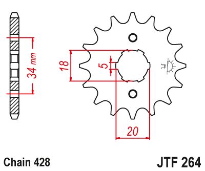 JT Sprockets Front Steel Countershaft Sprocket 14 Tooth 14T 428 Chain JTF264.14