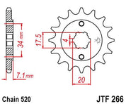 JT Sprockets Front Steel Countershaft Sprocket 13 Tooth 13T 520 Chain JTF266.13