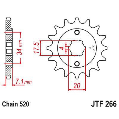 JT Sprockets Front Steel Sprocket 14 Tooth 14T 520 Chain JTF266.14