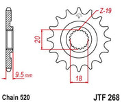 JT Sprockets Front Steel Sprocket 13 Tooth 13T 520 Chain JTF268.13