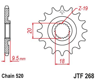 JT Sprockets Front Steel Sprocket 13 Tooth 13T 520 Chain JTF268.13