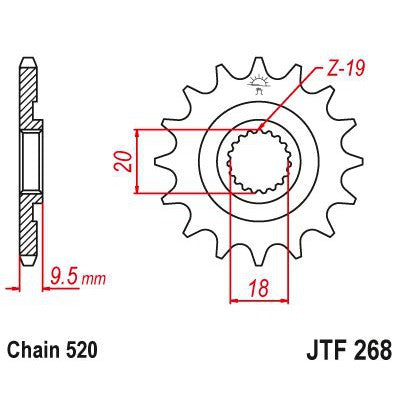 JT Sprockets Front Steel Sprocket 14 Tooth 14T 520 Chain JTF268.14