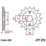 JT Sprockets Front Steel Countershaft Sprocket 14 Tooth 14T 520 Chain JTF270.14