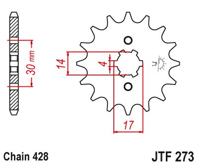 JT Sprockets Front Steel Sprocket 14 Tooth 14T 428 Chain For Honda Trail 125 CT125A Hunter cub 2021-2022 JTF273.14