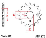 JT Sprockets Front Steel Countershaft Sprocket 15 Tooth 15T 520 Chain JTF275.15