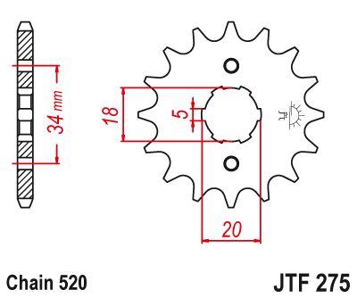 JT Sprockets Front Steel Countershaft Sprocket 15 Tooth 15T 520 Chain JTF275.15