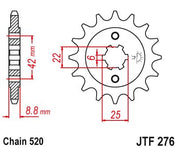 JT Sprockets Front Steel Sprocket 16 Tooth 16T 520 Chain JTF276.16