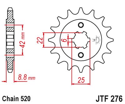 JT Sprockets Front Steel Sprocket 16 Tooth 16T 520 Chain JTF276.16