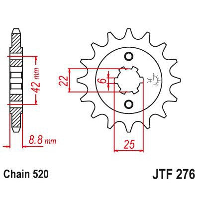 JT Sprockets Front Steel Sprocket 16 Tooth 16T 520 Chain JTF276.16