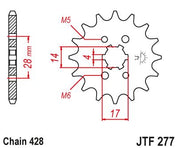 JT Sprockets Front Steel Countershaft Sprocket 13 Tooth 13T 428 Chain JTF277.13