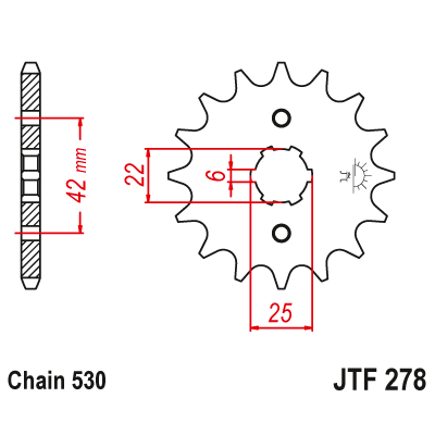JT Sprockets Front Steel Countershaft Sprocket 17 Tooth 17T 530 Chain JTF278.17