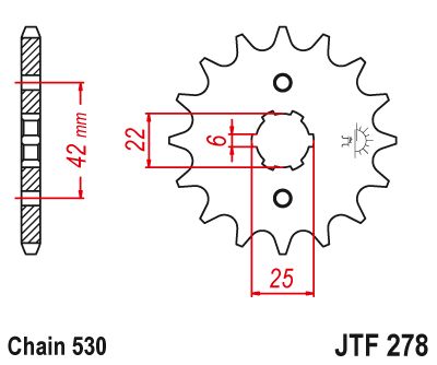JT Sprockets Front Steel Countershaft Sprocket 16 Tooth 16T 530 Chain For Honda CJ360T 1978 JTF278.16