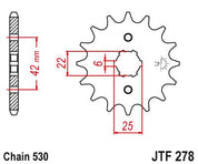 JT Sprockets Front Steel Countershaft Sprocket 18 Tooth 18T 530 Chain JTF278.18