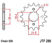 JT Sprockets Front Steel Countershaft Sprocket 13 Tooth 13T 520 Chain JTF280.13