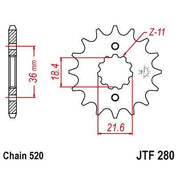 JT Sprockets Front Steel Countershaft Sprocket 13 Tooth 13T 520 Chain JTF280.13