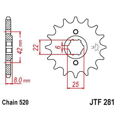 JT Sprockets Front Steel Countershaft Sprocket 13 Tooth 13T 520 Chain JTF281.13