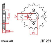 JT Sprockets Front Steel Countershaft Sprocket 15 Tooth 15T 520 Chain JTF281.15