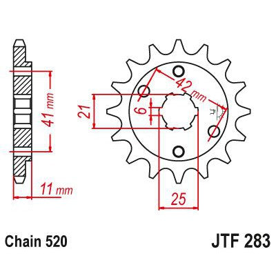 JT Sprockets Front Steel Countershaft Sprocket 14 Tooth 14T 520 Chain JTF283.14