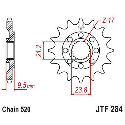 JT Sprockets Front Steel Countershaft Sprocket 12 Tooth 12T 520 Chain JTF284.12