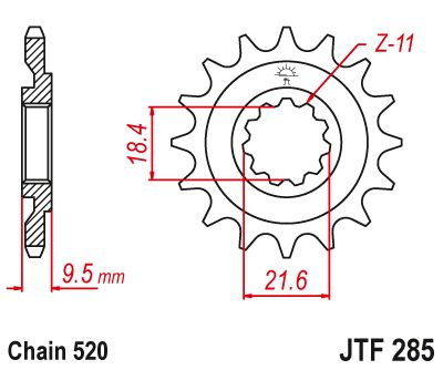 JT Sprockets Front Steel Countershaft Sprocket 14 Tooth 14T 520 Chain JTF285.14