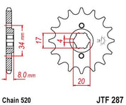 JT Sprockets Front Steel Countershaft Sprocket 14 Tooth 14T 520 Chain JTF287.14