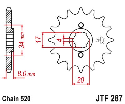 JT Sprockets Front Steel Countershaft Sprocket 14 Tooth 14T 520 Chain JTF287.14